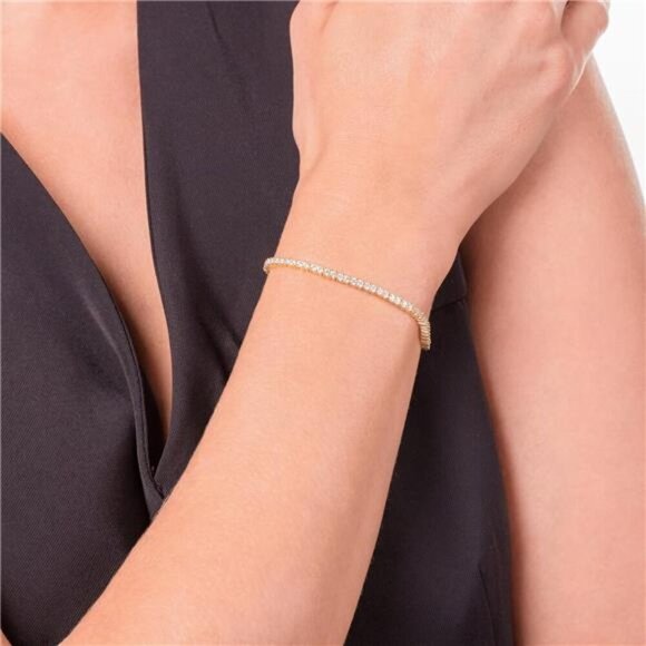 Gold Plated Sterling Silver Tennis Bracelet Cubic Zirconia 7 Inch Jewelry - Picture 4 of 7